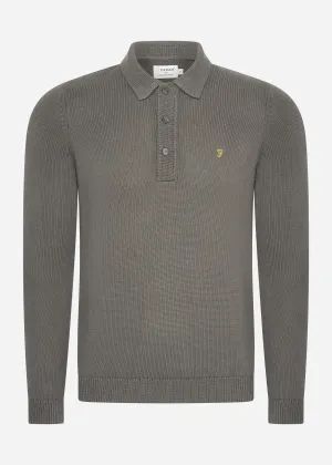 Sweater hamlet knit ls polo - charcoal