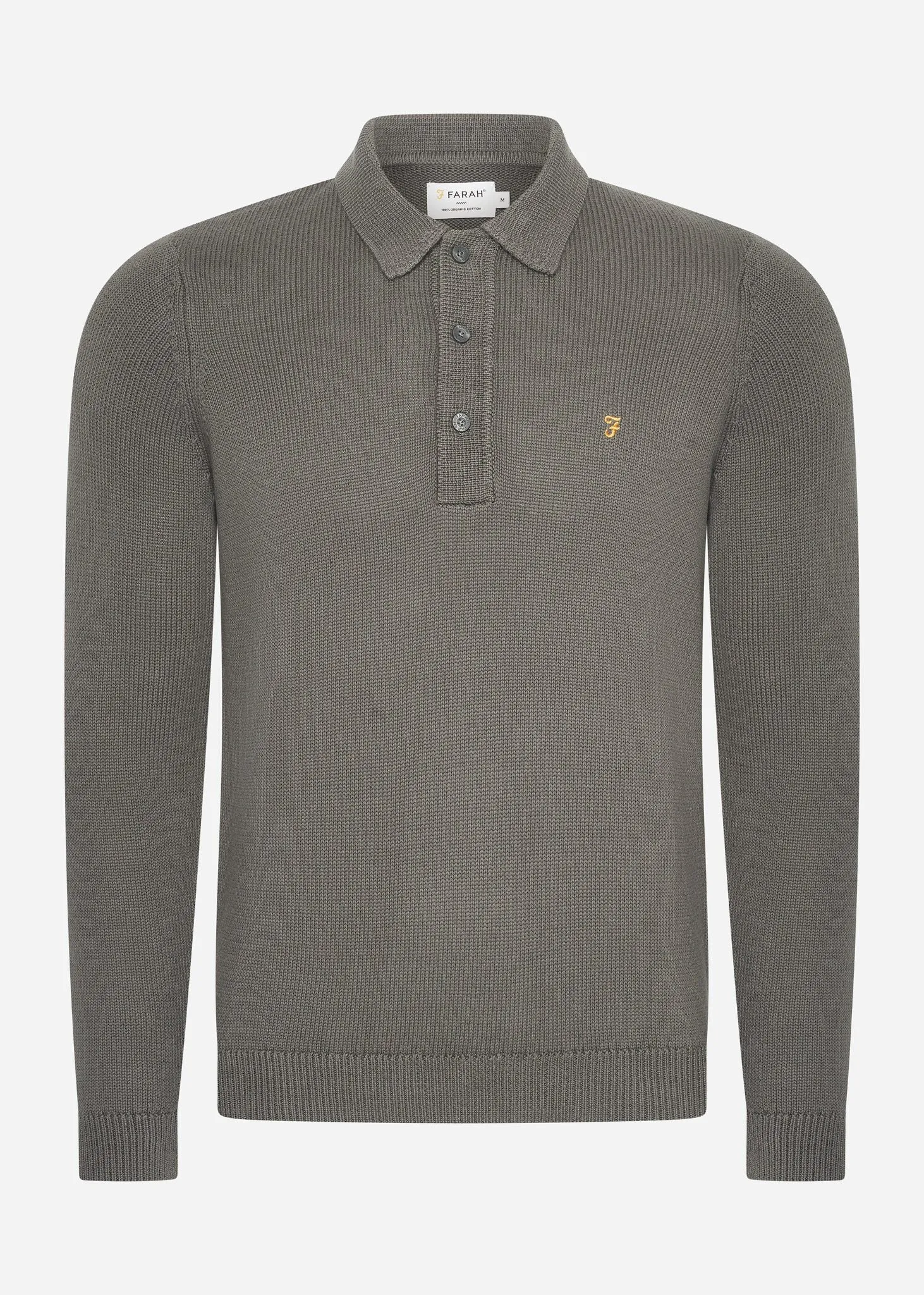 Sweater hamlet knit ls polo - charcoal